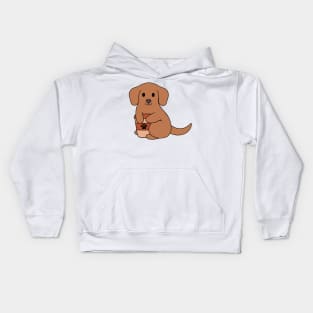 Dachshund Coffee Kids Hoodie